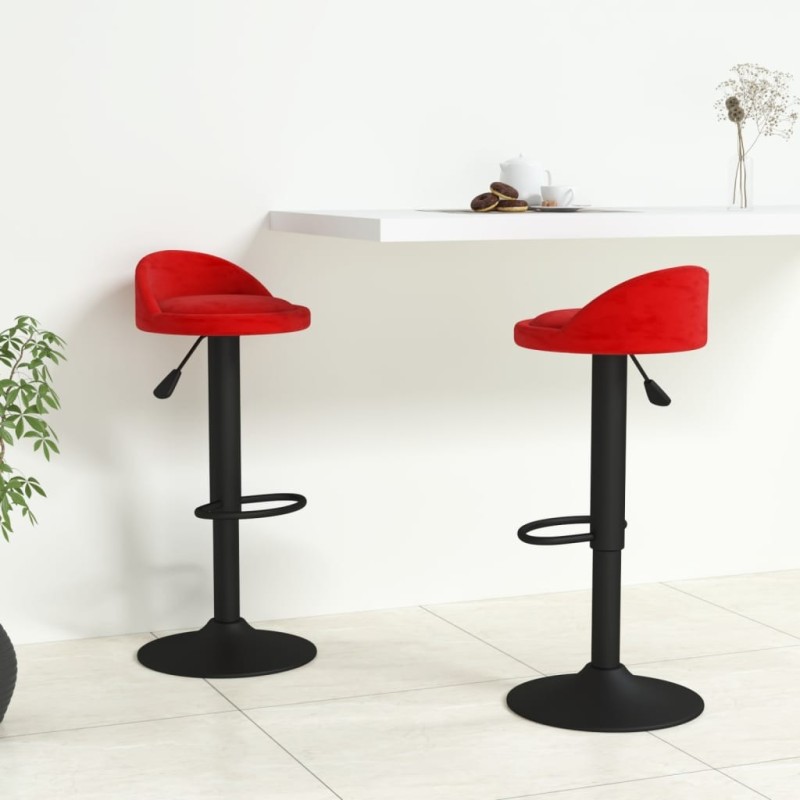 Tabourets de bar lot de 2 rouge bordeaux velours Tabourets de bar lot de 2 rouge bordeaux velours
