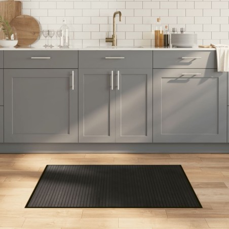 Tapis rectangulaire noir 70x100 cm bambou 
