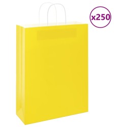 Sacs en papier 250 pcs avec poignées jaune 32x12x42 cm 