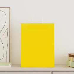 Sacs en papier 250 pcs avec poignées jaune 32x12x42 cm 