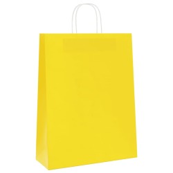 Sacs en papier 250 pcs avec poignées jaune 32x12x42 cm 