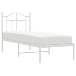 Cadre de lit métal sans matelas avec tête de lit blanc 75x190cm 