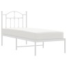 Cadre de lit métal sans matelas avec tête de lit blanc 75x190cm 