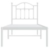 Cadre de lit métal sans matelas avec tête de lit blanc 75x190cm 