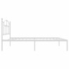 Cadre de lit métal sans matelas avec tête de lit blanc 75x190cm 