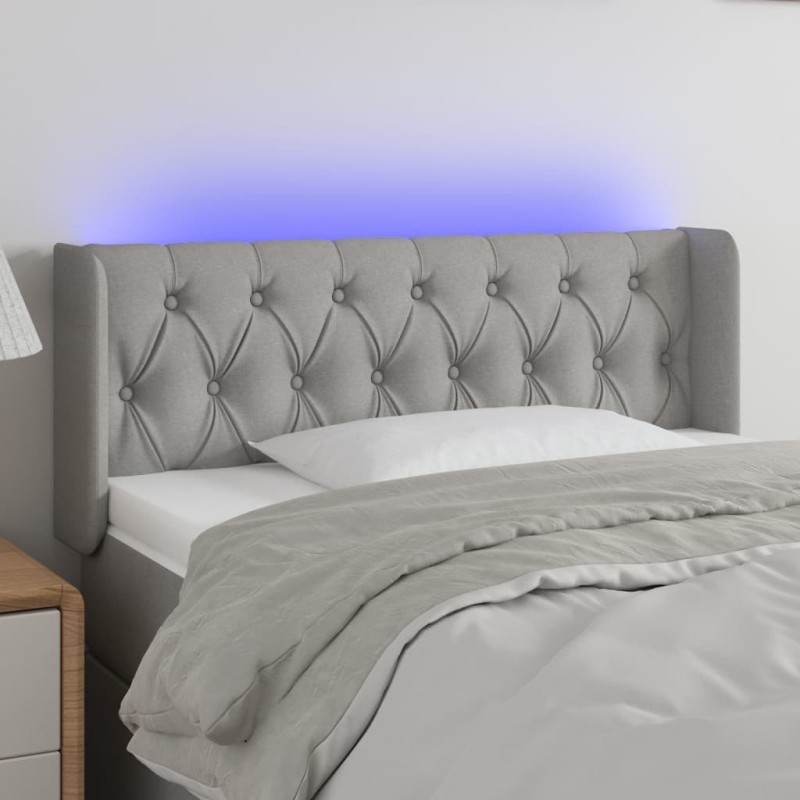 Tête de lit à LED gris clair 103x16x78/88 cm tissu 