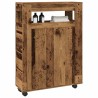 Meuble étroit de salle de bain à roulettes vieux bois 