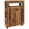 Meuble étroit de salle de bain à roulettes vieux bois 