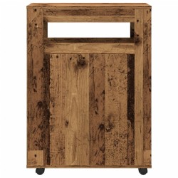 Meuble étroit de salle de bain à roulettes vieux bois 