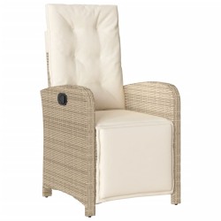 Ensemble à manger de jardin et coussins 3 pcs Beige poly rotin 