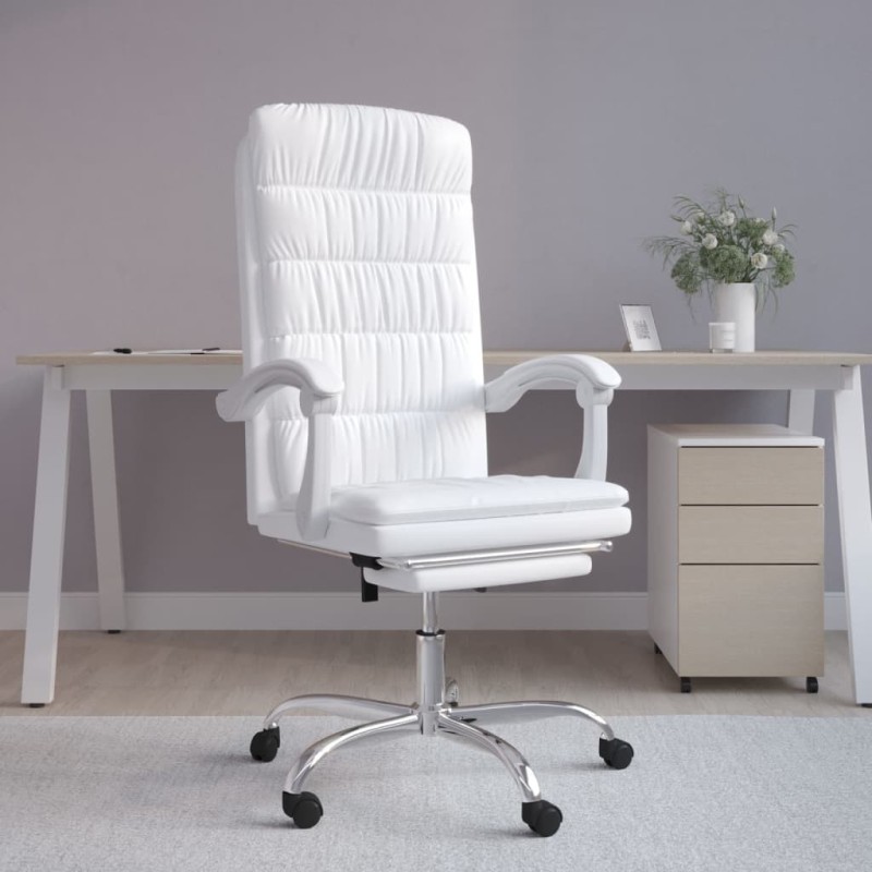Fauteuil inclinable de bureau Blanc Similicuir 