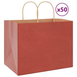 Sacs en papier 50 pcs avec poignées rouge 32x22x24 cm 