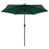 Parasol de jardin avec lumières LED et mât en aluminium vert 