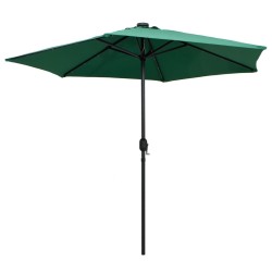 Parasol de jardin avec lumières LED et mât en aluminium vert 