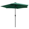 Parasol de jardin avec lumières LED et mât en aluminium vert 