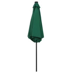 Parasol de jardin avec lumières LED et mât en aluminium vert 