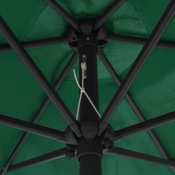 Parasol de jardin avec lumières LED et mât en aluminium vert 