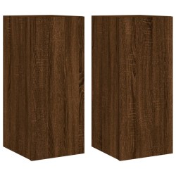 Meubles TV muraux lumières LED 2 pcs chêne marron 30,5x35x70 cm 