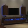 Meubles TV muraux lumières LED 2 pcs chêne marron 30,5x35x70 cm 