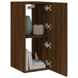 Meubles TV muraux lumières LED 2 pcs chêne marron 30,5x35x70 cm 