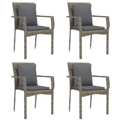Ensemble à manger de jardin coussins 5 pcs noir et gris 