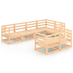 Salon de jardin 7 pcs bois de pin massif 