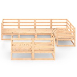 Salon de jardin 7 pcs bois de pin massif 