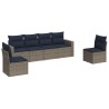 Salon de jardin 6 pcs avec coussins gris résine tressée 