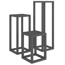 Ensemble de supports pour plantes 3 pcs Gris Bois de pin massif 