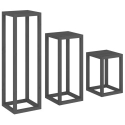 Ensemble de supports pour plantes 3 pcs Gris Bois de pin massif 