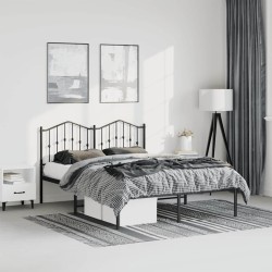 Cadre de lit métal sans matelas avec tête de lit noir 135x190cm 