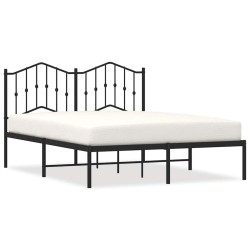 Cadre de lit métal sans matelas avec tête de lit noir 135x190cm 