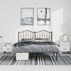Cadre de lit métal sans matelas avec tête de lit noir 135x190cm 