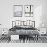 Cadre de lit métal sans matelas avec tête de lit noir 135x190cm 