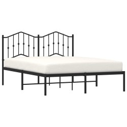 Cadre de lit métal sans matelas avec tête de lit noir 135x190cm 