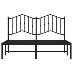 Cadre de lit métal sans matelas avec tête de lit noir 135x190cm 
