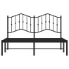Cadre de lit métal sans matelas avec tête de lit noir 135x190cm 