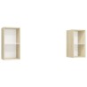 Meubles TV muraux 2 pcs Blanc et chêne sonoma Bois d'ingénierie 