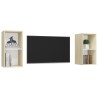 Meubles TV muraux 2 pcs Blanc et chêne sonoma Bois d'ingénierie 