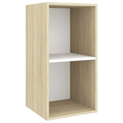 Meubles TV muraux 2 pcs Blanc et chêne sonoma Bois d'ingénierie 