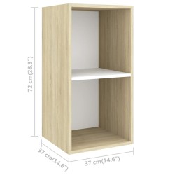 Meubles TV muraux 2 pcs Blanc et chêne sonoma Bois d'ingénierie 
