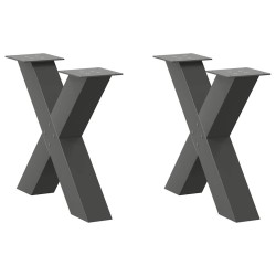 Pieds de table basse en forme de X, 2 pièces, anthracite, 50 x (42-43) cm, acier 