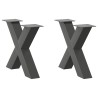 Pieds de table basse en forme de X, 2 pièces, anthracite, 50 x (42-43) cm, acier 