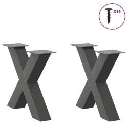 Pieds de table basse en forme de X, 2 pièces, anthracite, 50 x (42-43) cm, acier 
