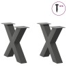 Pieds de table basse en forme de X, 2 pièces, anthracite, 50 x (42-43) cm, acier 