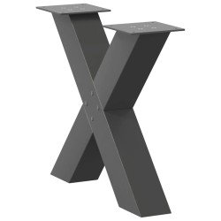 Pieds de table basse en forme de X, 2 pièces, anthracite, 50 x (42-43) cm, acier 