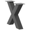 Pieds de table basse en forme de X, 2 pièces, anthracite, 50 x (42-43) cm, acier 