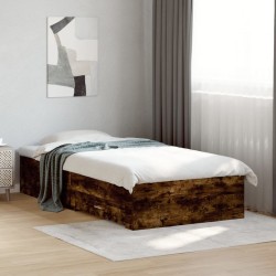Cadre de lit avec tiroirs sans matelas chêne fumé 90x200 cm 