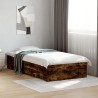 Cadre de lit avec tiroirs sans matelas chêne fumé 90x200 cm 