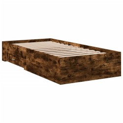 Cadre de lit avec tiroirs sans matelas chêne fumé 90x200 cm 